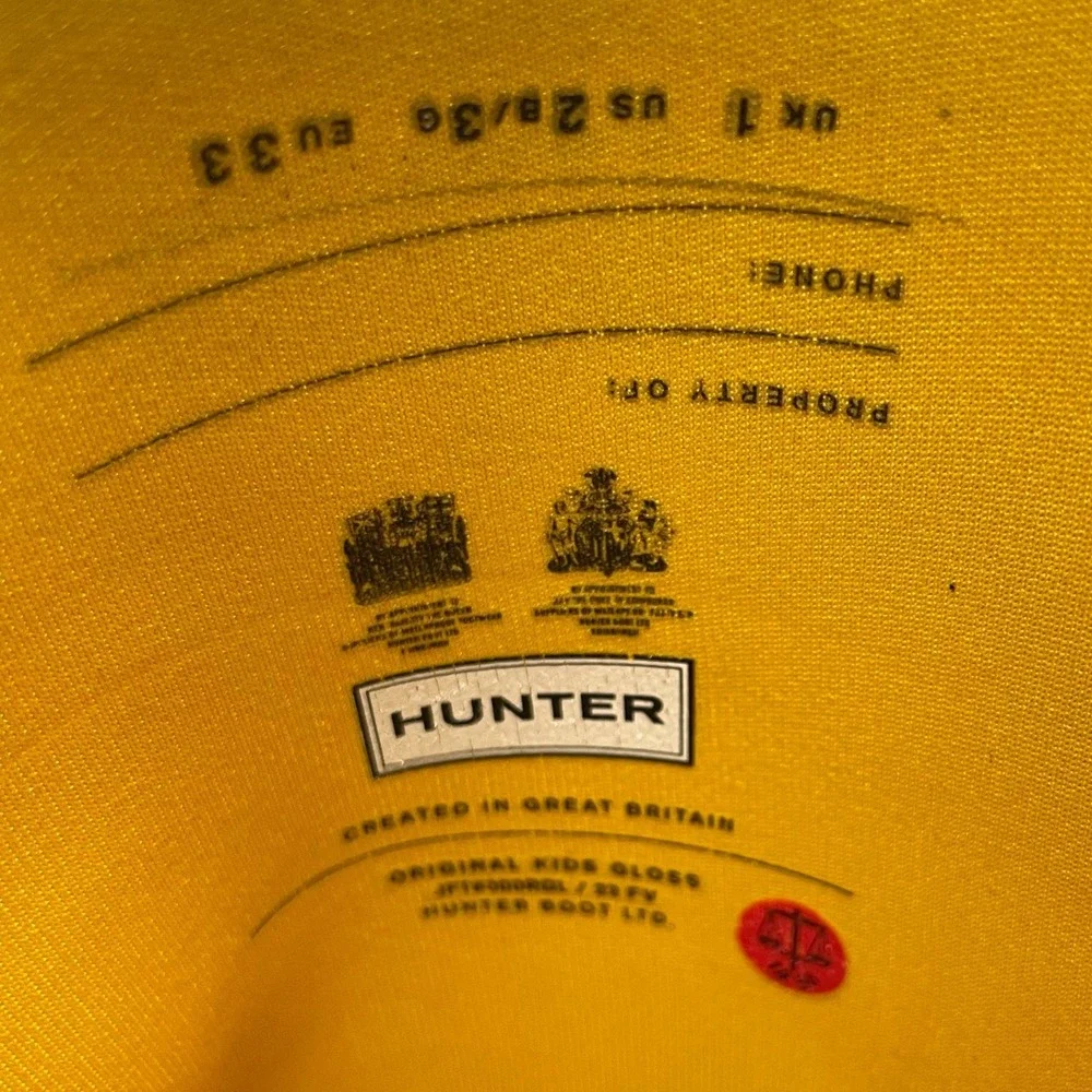 Hunter Kids Gloss Rain Boots Boys 2 Girls 3 Yellow Waterproof Outdoor Wellington